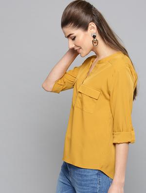 yellow polyester regular top - 17085604 - Standard Image - 2