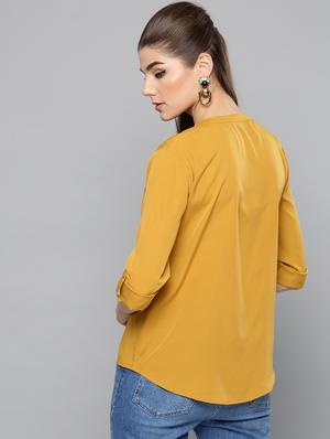 yellow polyester regular top - 17085604 - Standard Image - 3
