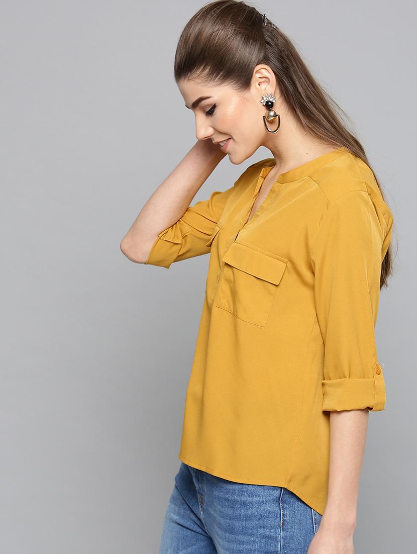 yellow polyester regular top - 17085604 - Zoom Image - 2
