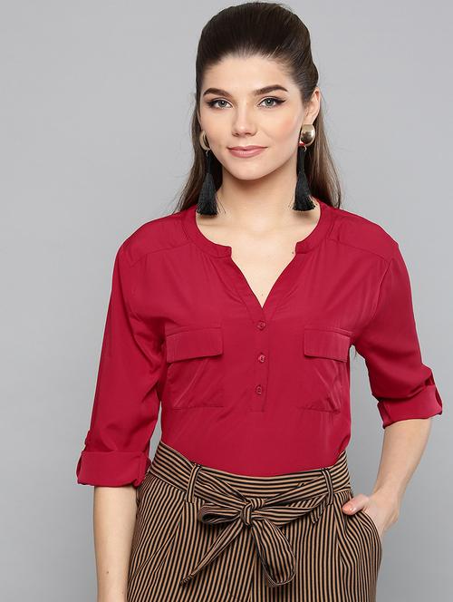 red polyester regular top - 17085606 - Standard Image - 1