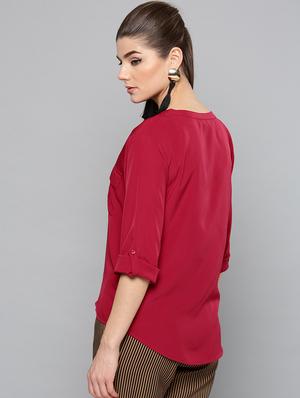 red polyester regular top - 17085606 - Standard Image - 3