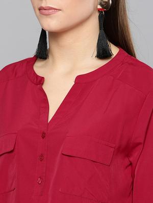 red polyester regular top - 17085606 - Standard Image - 4