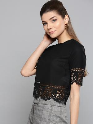 black polyester regular top - 17085640 - Standard Image - 2