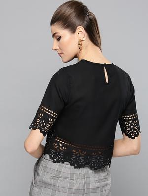 black polyester regular top - 17085640 - Standard Image - 3