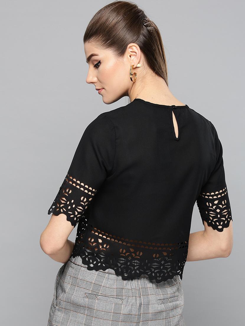 black polyester regular top - 17085640 - Zoom Image - 3