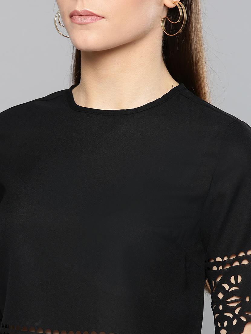 black polyester regular top - 17085640 - Zoom Image - 4