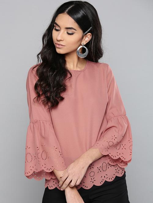 bell sleeves schiffli top - 17085646 - Very Small Image - 1