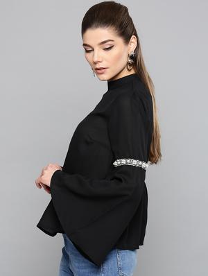 bell sleeves mock neck top - 17085647 - Standard Image - 2
