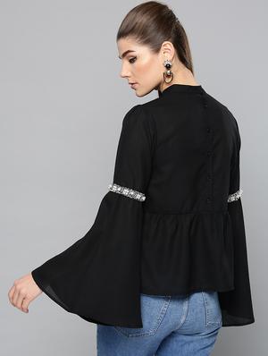 bell sleeves mock neck top - 17085647 - Standard Image - 3
