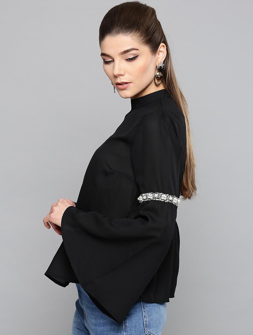 bell sleeves mock neck top - 17085647 - Zoom Image - 2
