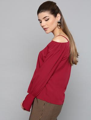 off shoulder solid top - 17085653 - Standard Image - 2