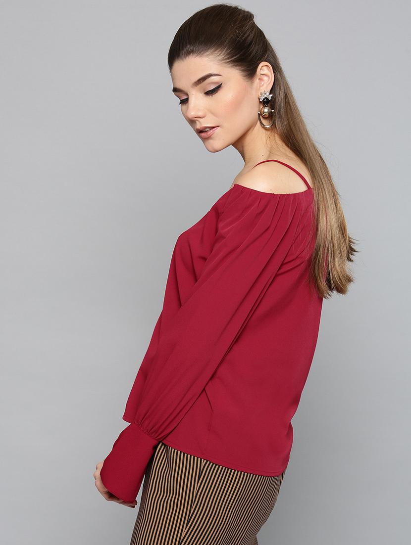 off shoulder solid top - 17085653 - Zoom Image - 2