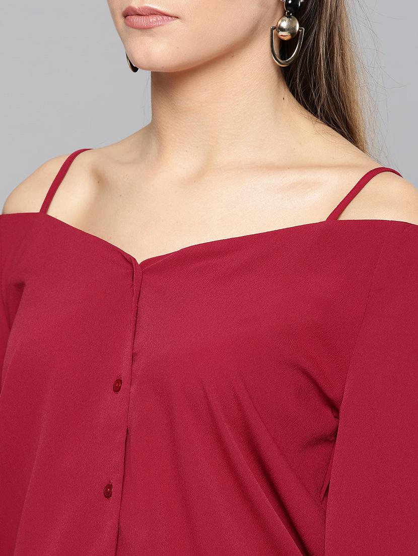 off shoulder solid top - 17085653 - Zoom Image - 4