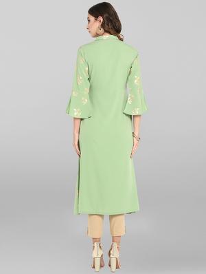 foil print straight kurta - 17085893 - Standard Image - 4