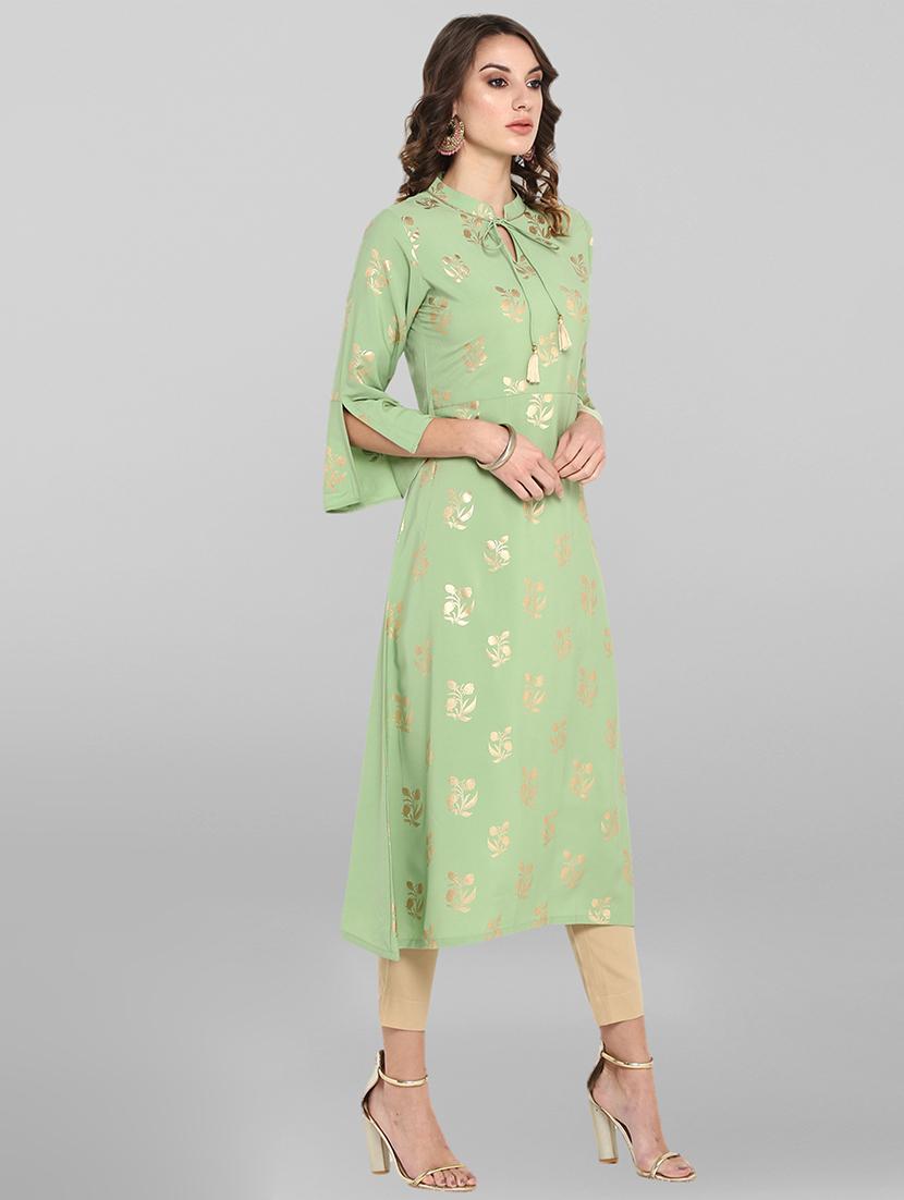foil print straight kurta - 17085893 - Zoom Image - 2