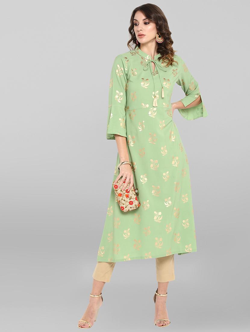 foil print straight kurta - 17085893 - Zoom Image - 5