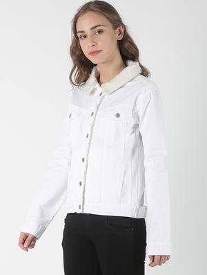 sherpa collar denim jacket - 17086042 - Standard Image - 2