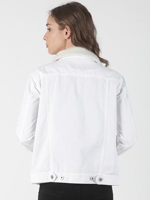 sherpa collar denim jacket - 17086042 - Standard Image - 3