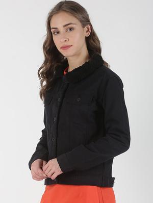 sherpa collar denim jacket - 17086043 - Standard Image - 2