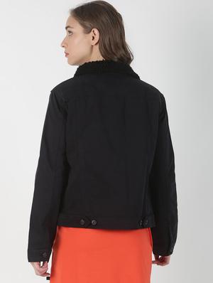 sherpa collar denim jacket - 17086043 - Standard Image - 3