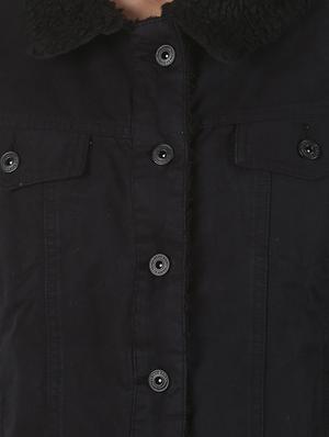sherpa collar denim jacket - 17086043 - Standard Image - 5