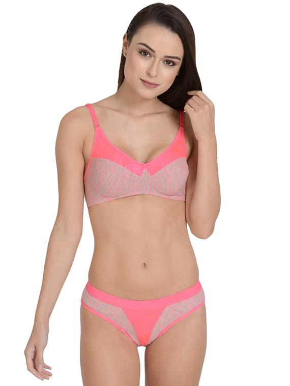 bow patch printed bra and panty set - 17086307 - Zoom Image - 1