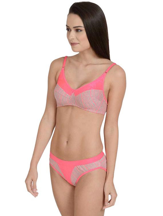 bow patch printed bra and panty set - 17086307 - Zoom Image - 2
