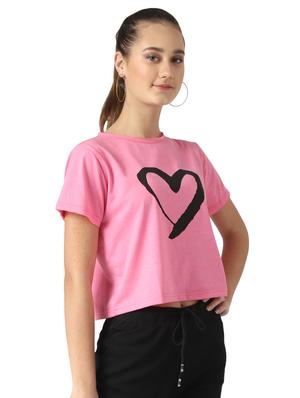 heart print crop tee - 17086403 - Standard Image - 2