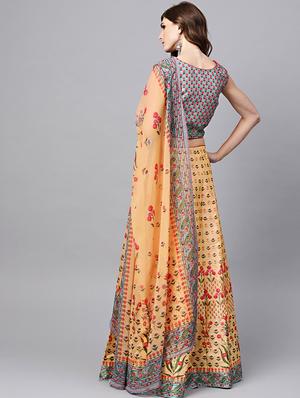 printed panelled lehenga - 17086685 - Standard Image - 3