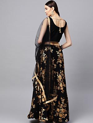 foil print flared lehenga - 17086688 - Standard Image - 3