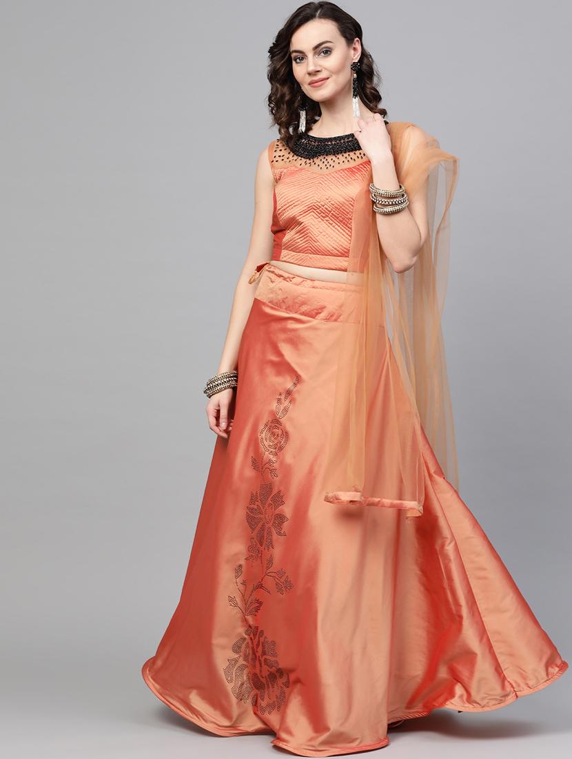 solid flared lehenga - 17086694 - Zoom Image - 1