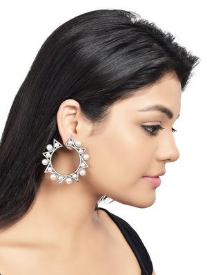 silver copper hoop earring - 17086886 - Standard Image - 4