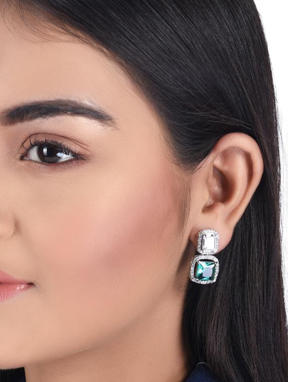 silver copper drop earring - 17086916 - Zoom Image - 4