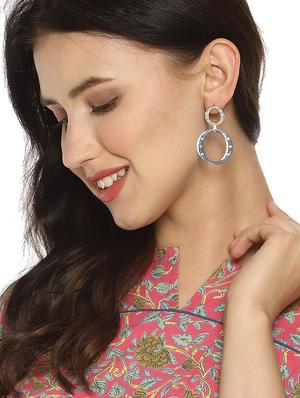 silver satin less steel drop earring - 17086954 - Standard Image - 4