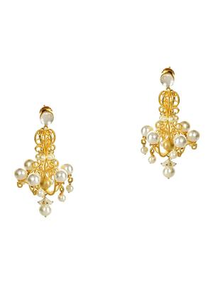 gold metal drop earring - 17086982 - Standard Image - 2