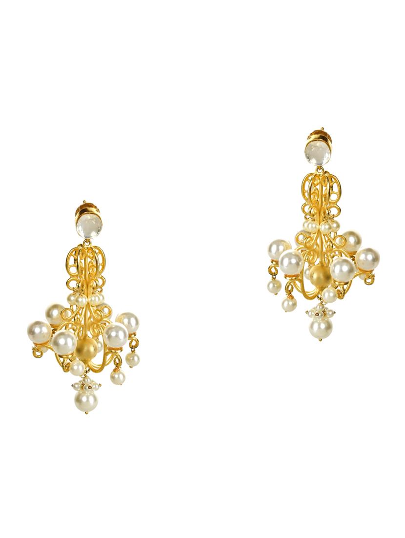gold metal drop earring - 17086982 - Zoom Image - 2