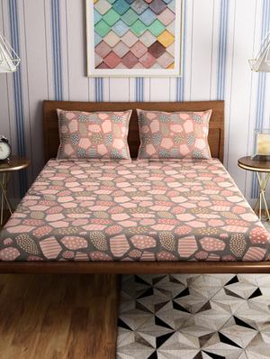 cotton double bed sheet with two pillow covers - 17087059 - Standard Image - 2