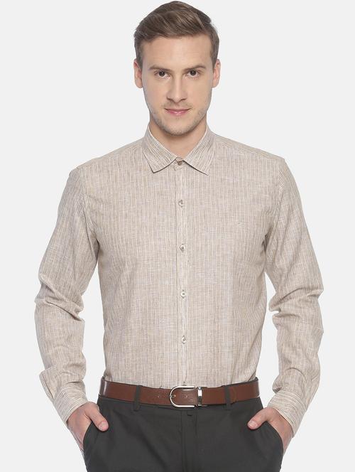 beige striped formal shirt - 17087083 - Standard Image - 1