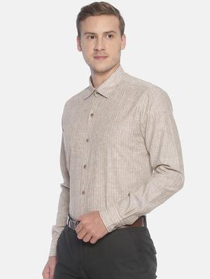 beige striped formal shirt - 17087083 - Standard Image - 2