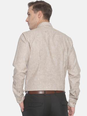 beige striped formal shirt - 17087083 - Standard Image - 3
