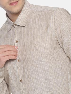 beige striped formal shirt - 17087083 - Standard Image - 5
