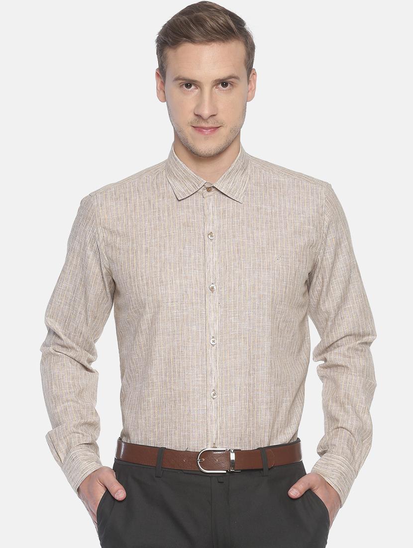 beige striped formal shirt - 17087083 - Zoom Image - 1