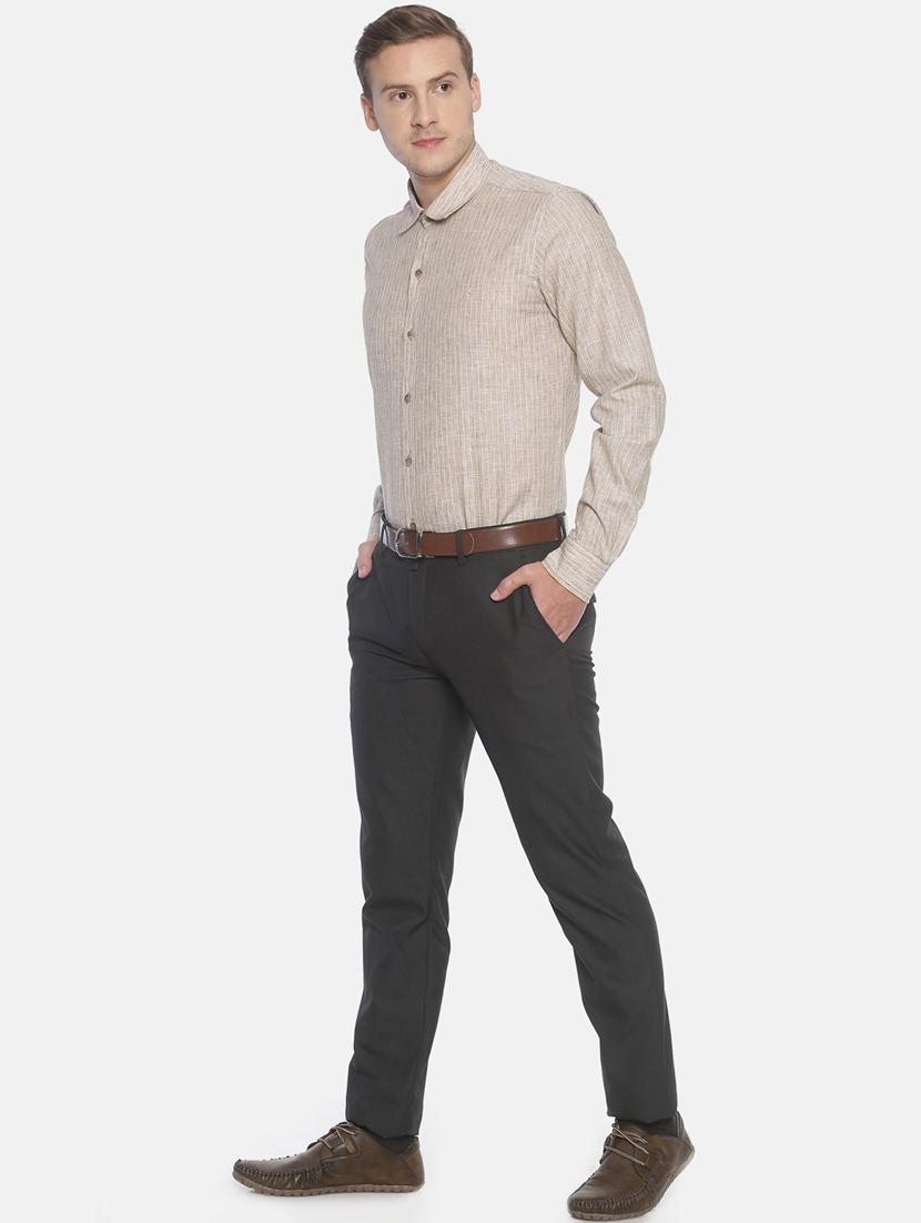 beige striped formal shirt - 17087083 - Zoom Image - 4