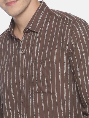 brown striped casual shirt - 17087086 - Standard Image - 5