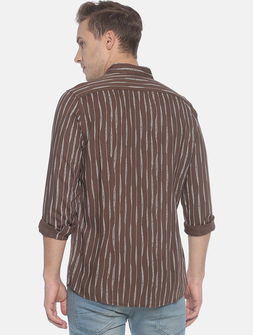 brown striped casual shirt - 17087086 - Zoom Image - 3