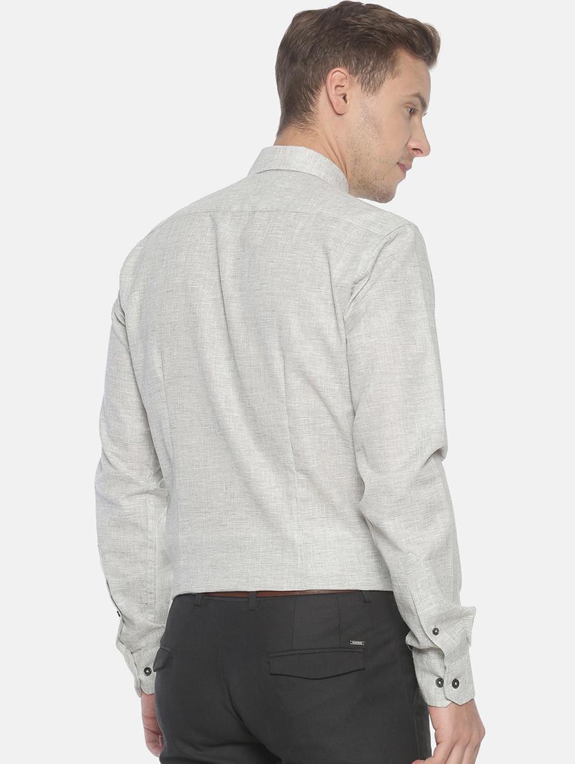 grey solid formal shirt - 17087089 - Zoom Image - 3