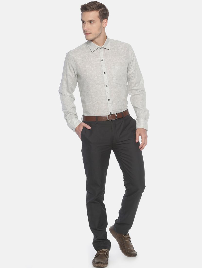 grey solid formal shirt - 17087089 - Zoom Image - 4