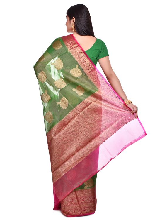self design banarasi saree with blouse - 17087469 - Zoom Image - 2