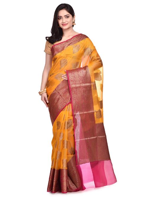 self design banarasi saree with blouse - 17087470 - Very Small Image - 1