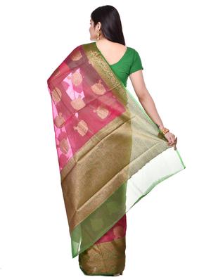 self design banarasi saree with blouse - 17087471 - Standard Image - 2